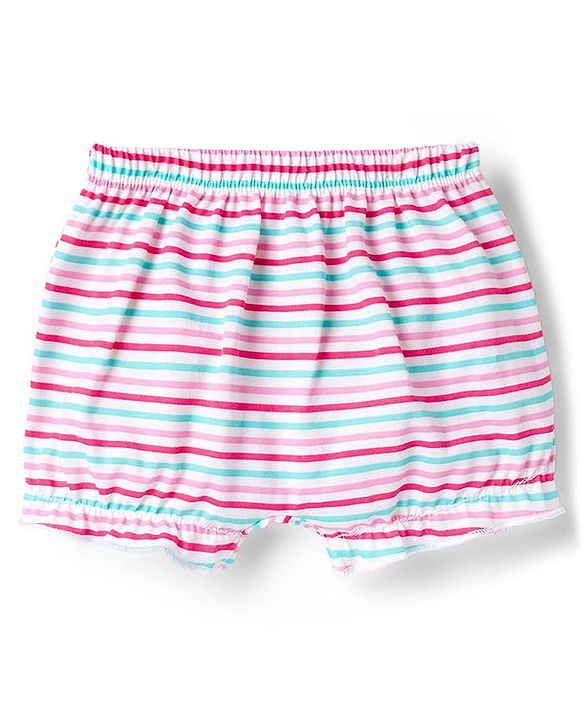 Babyhug 100% Cotton Single Jersey Knit Bloomer With Floral Print Pack Of 3 - Light Blue & Pink