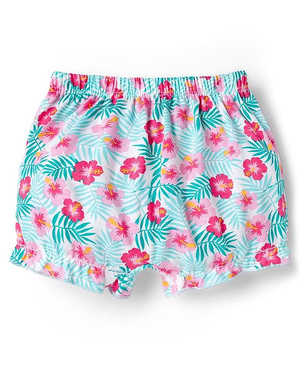 Babyhug 100% Cotton Single Jersey Knit Bloomer With Floral Print Pack Of 3 - Light Blue & Pink