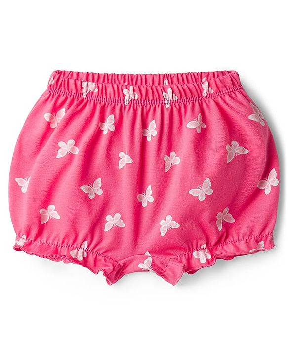 Babyhug 100% Cotton Single Jersey Knit Bloomers With Floral Print Pack Of 3 - Yellow Navy Blue & Pink