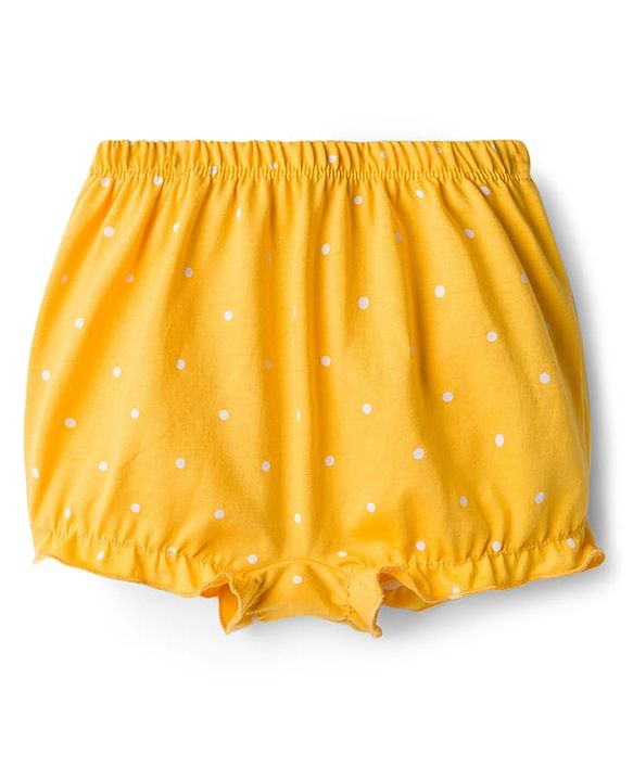 Babyhug 100% Cotton Single Jersey Knit Bloomers With Floral Print Pack Of 3 - Yellow Navy Blue & Pink
