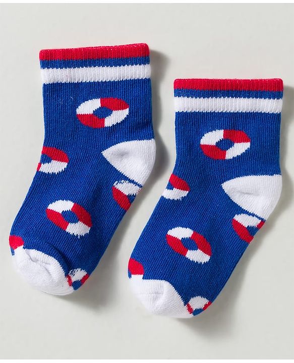 Cute Walk by Babyhug Non Terry Knit Ankle Length Anti Bacterial Striped & Designed Socks Pack of 3 - Multicolor