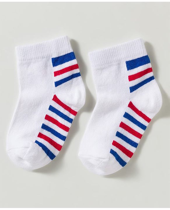 Cute Walk by Babyhug Non Terry Knit Ankle Length Anti Bacterial Striped & Designed Socks Pack of 3 - Multicolor
