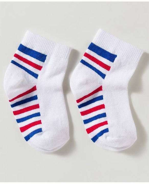 Cute Walk by Babyhug Non Terry Knit Ankle Length Anti Bacterial Striped & Designed Socks Pack of 3 - Multicolor