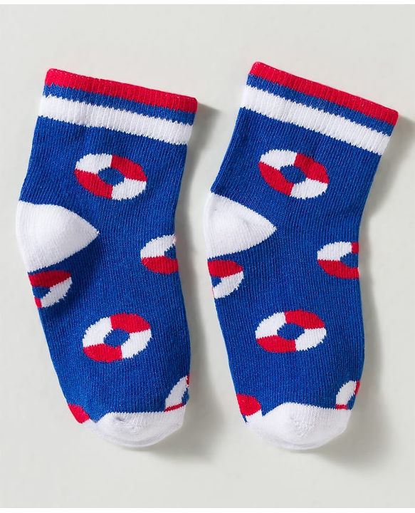 Cute Walk by Babyhug Non Terry Knit Ankle Length Anti Bacterial Striped & Designed Socks Pack of 3 - Multicolor