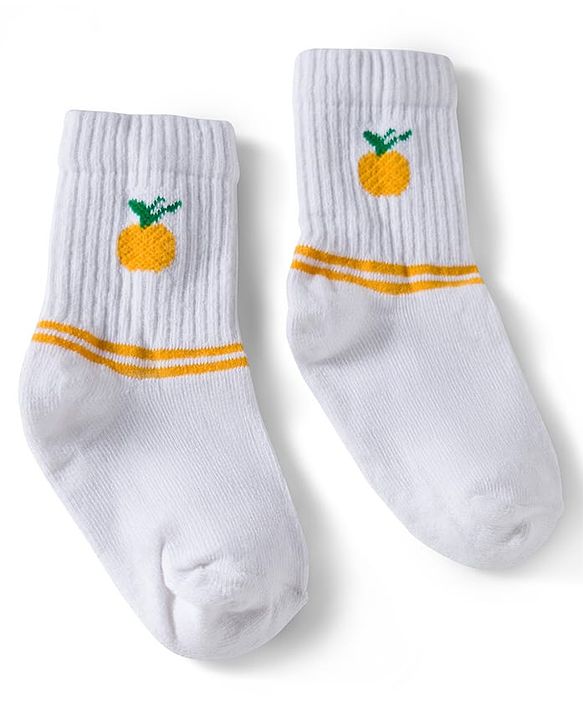Cute Walk by Babyhug Ankle Length Anti Bacterial Socks with Fruits Design Pack of 5 - Golden & White