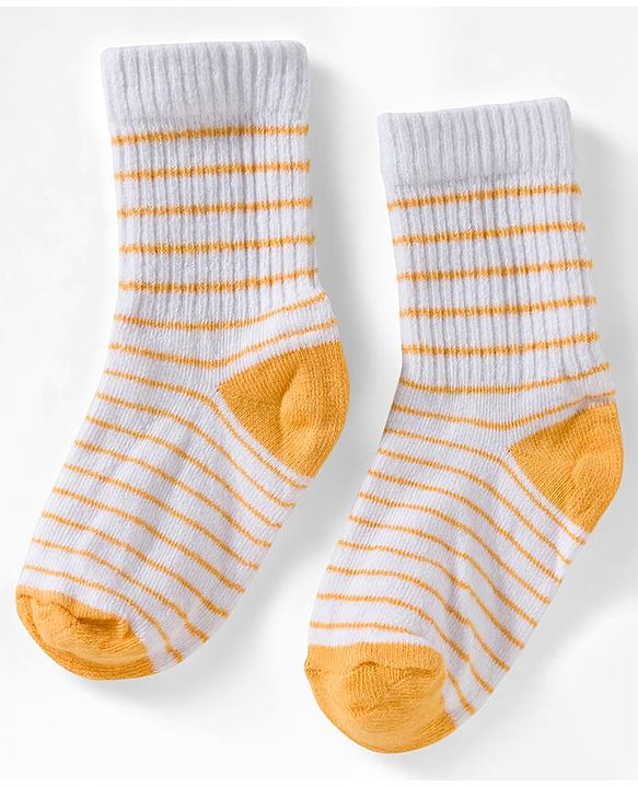Cute Walk by Babyhug Ankle Length Anti Bacterial Socks with Fruits Design Pack of 5 - Golden & White