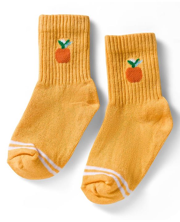 Cute Walk by Babyhug Ankle Length Anti Bacterial Socks with Fruits Design Pack of 5 - Golden & White