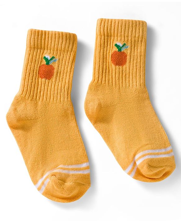 Cute Walk by Babyhug Ankle Length Anti Bacterial Socks with Fruits Design Pack of 5 - Golden & White