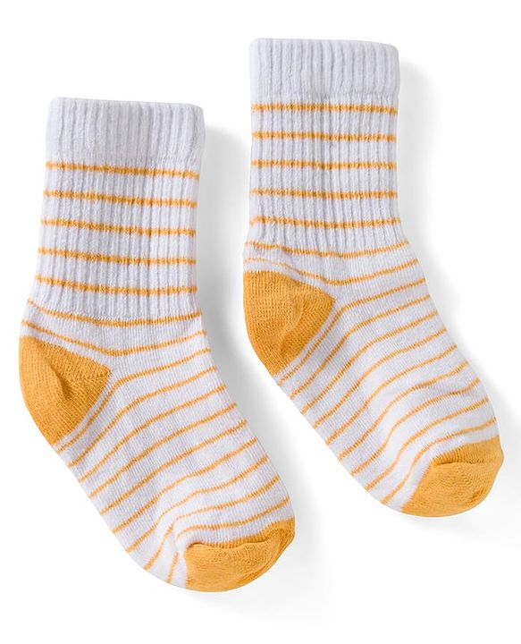 Cute Walk by Babyhug Ankle Length Anti Bacterial Socks with Fruits Design Pack of 5 - Golden & White