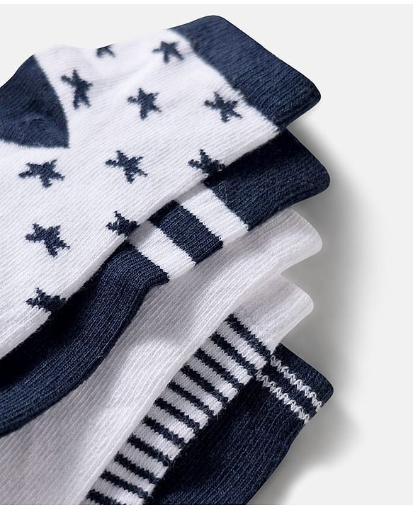 Cute Walk by Babyhug Ankle Length Anti-Bacterial Striped Socks with Star Design Pack of 5 - Multicolor