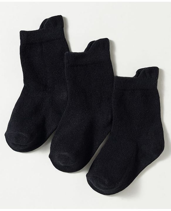 Cute Walk by Babyhug Non Terry Knit Ankle Length Anti Bacterial Solid Socks Pack of 3 - Black