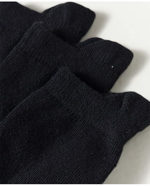 Cute Walk by Babyhug Non Terry Knit Ankle Length Anti Bacterial Solid Socks Pack of 3 - Black