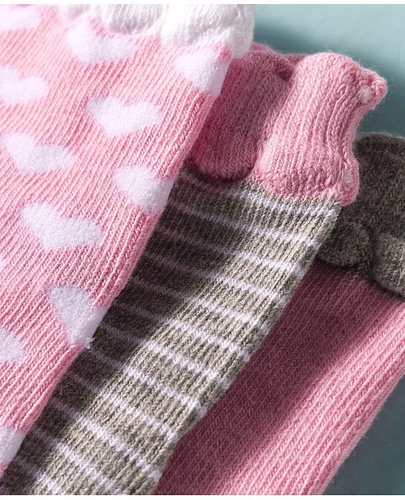 Cute Walk by Babyhug Ankle Length Anti Bacterial Socks With Animal Deign Pack of 3 - Multicolour