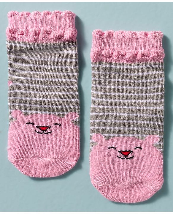 Cute Walk by Babyhug Ankle Length Anti Bacterial Socks With Animal Deign Pack of 3 - Multicolour