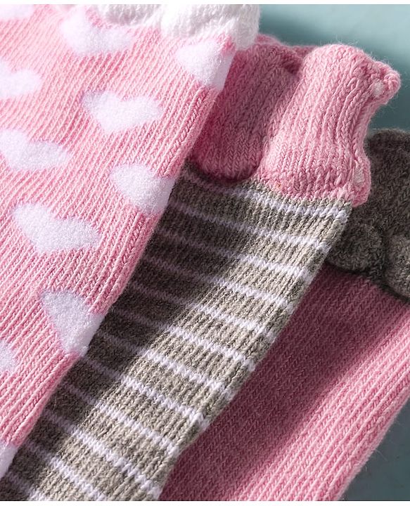 Cute Walk by Babyhug Ankle Length Anti Bacterial Socks With Animal Deign Pack of 3 - Multicolour