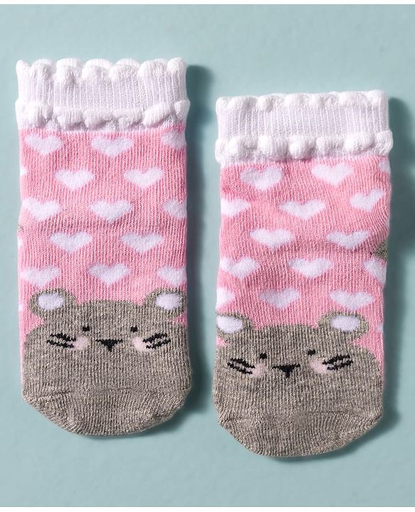 Cute Walk by Babyhug Ankle Length Anti Bacterial Socks With Animal Deign Pack of 3 - Multicolour