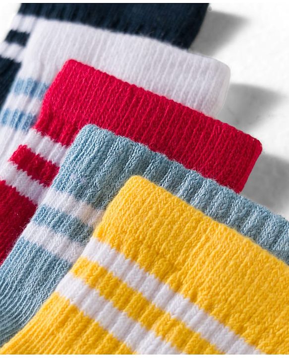 Cute Walk by Babyhug Non Terry Knit Ankle Length Anti Bacterial Socks With Stripes Design Pack of 5 - Multicolour