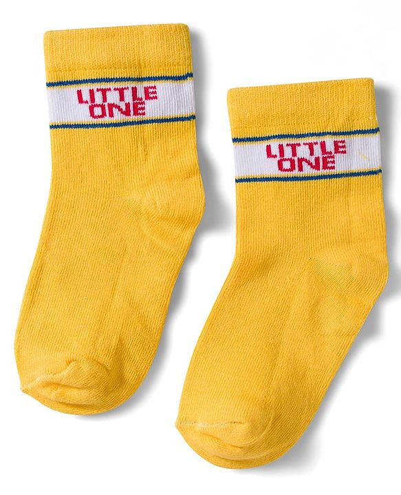 Cute Walk by Babyhug Non Terry Knit Ankle Length Anti Bacterial Socks With Text Design Pack of 3 - Yellow Red & White