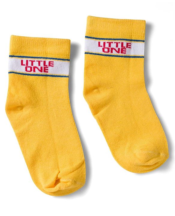 Cute Walk by Babyhug Non Terry Knit Ankle Length Anti Bacterial Socks With Text Design Pack of 3 - Yellow Red & White