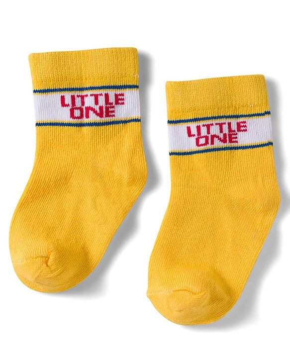 Cute Walk by Babyhug Non Terry Knit Ankle Length Anti Bacterial Socks With Text Design Pack of 3 - Yellow Red & White