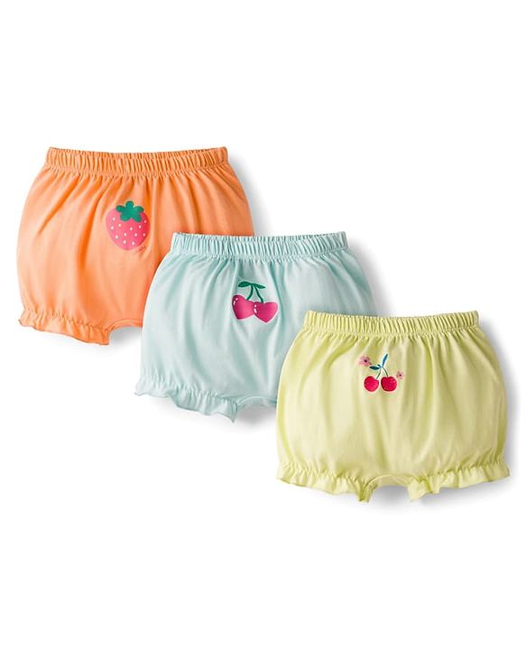 Babyhug 100% Cotton Knit Tropical Theme Printed Bloomers Pack Of 3 - Multicolour