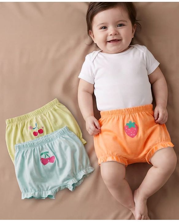Babyhug 100% Cotton Knit Tropical Theme Printed Bloomers Pack Of 3 - Multicolour