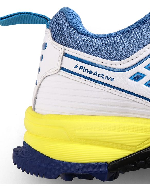 Pine Active Lace Up Solid Cricket Shoes - Blue & White