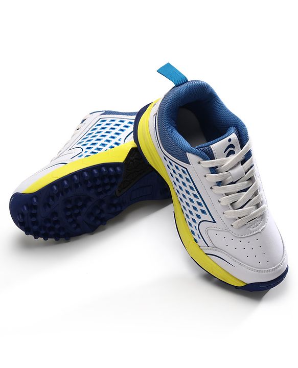 Pine Active Lace Up Solid Cricket Shoes - Blue & White