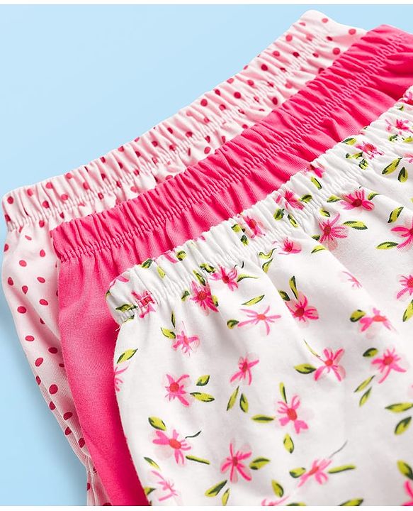 Babyhug Single Jersey Knit Bloomers With Floral & Polka Dot Print Pack of 3 - Multicolor