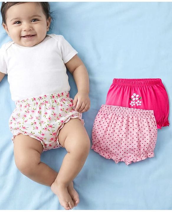 Babyhug Single Jersey Knit Bloomers With Floral & Polka Dot Print Pack of 3 - Multicolor