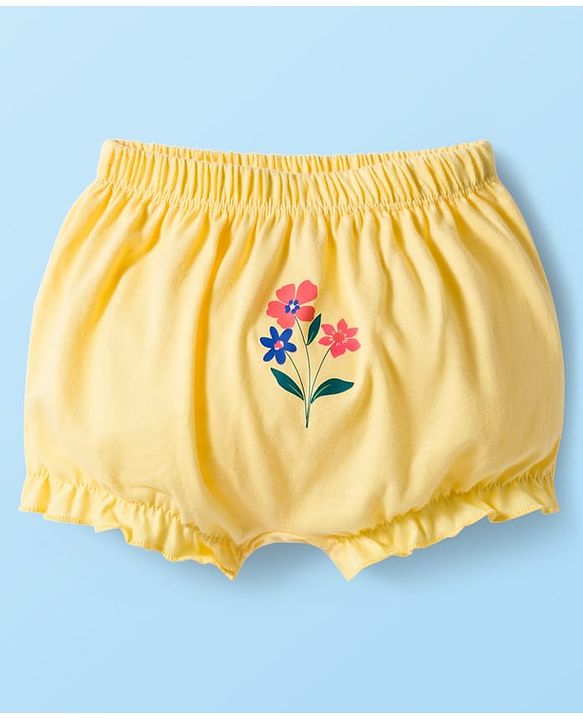 Babyhug 100% Cotton Knit Floral Printed Bloomers Pack Of 3 - Multicolour