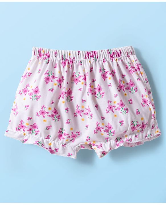 Babyhug 100% Cotton Knit Floral Printed Bloomers Pack Of 3 - Multicolour