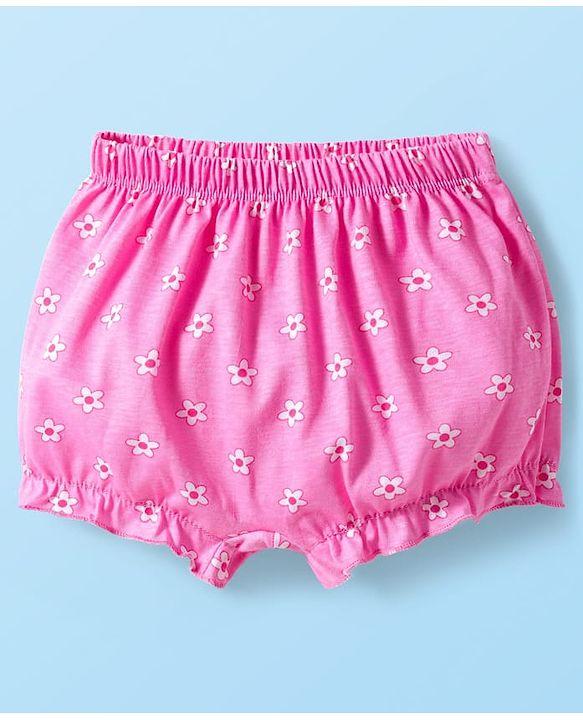 Babyhug 100% Cotton Knit Floral Printed Bloomers Pack Of 3 - Multicolour