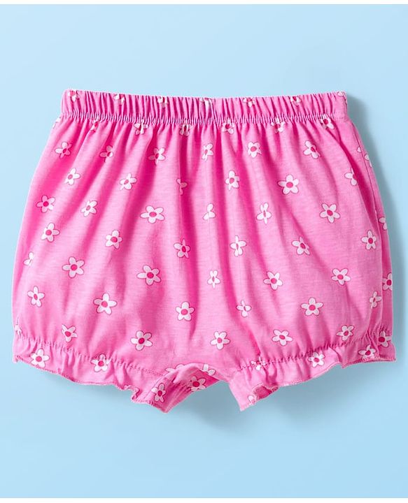 Babyhug 100% Cotton Knit Floral Printed Bloomers Pack Of 3 - Multicolour