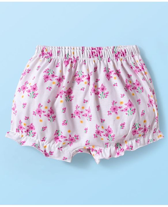 Babyhug 100% Cotton Knit Floral Printed Bloomers Pack Of 3 - Multicolour
