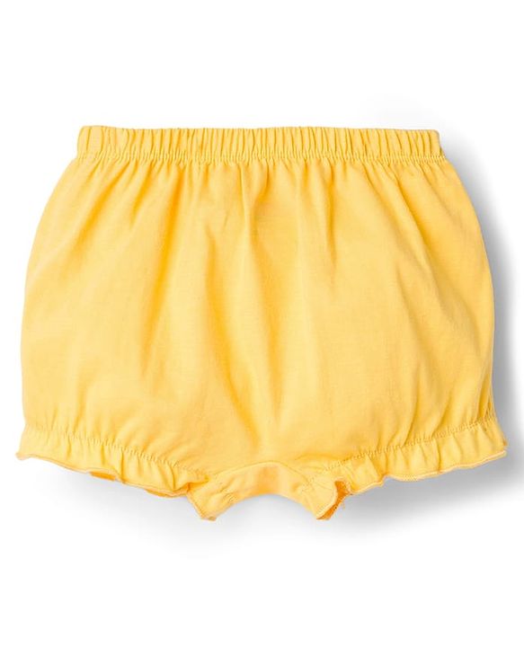 Babyhug 100% Cotton Single Jersey Knit Bloomers Pack Of 3 - Yellow White & Pink