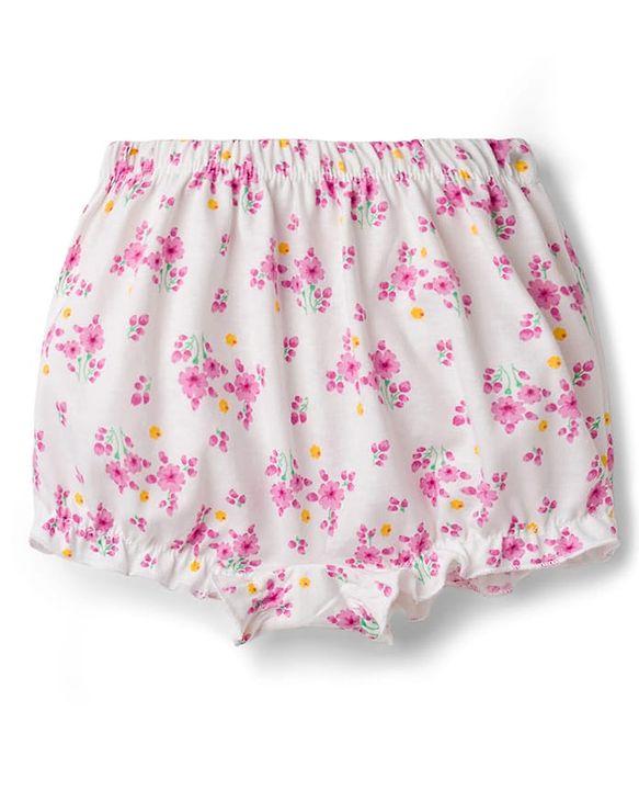 Babyhug 100% Cotton Single Jersey Knit Bloomers Pack Of 3 - Yellow White & Pink