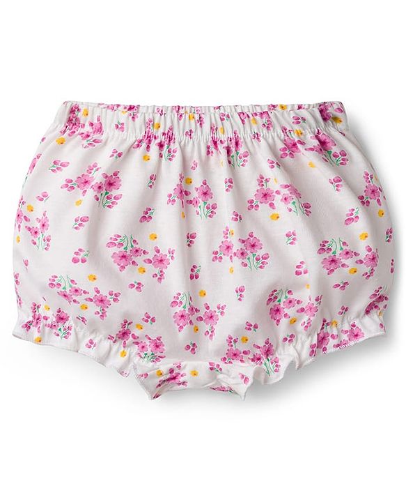 Babyhug 100% Cotton Single Jersey Knit Bloomers Pack Of 3 - Yellow White & Pink
