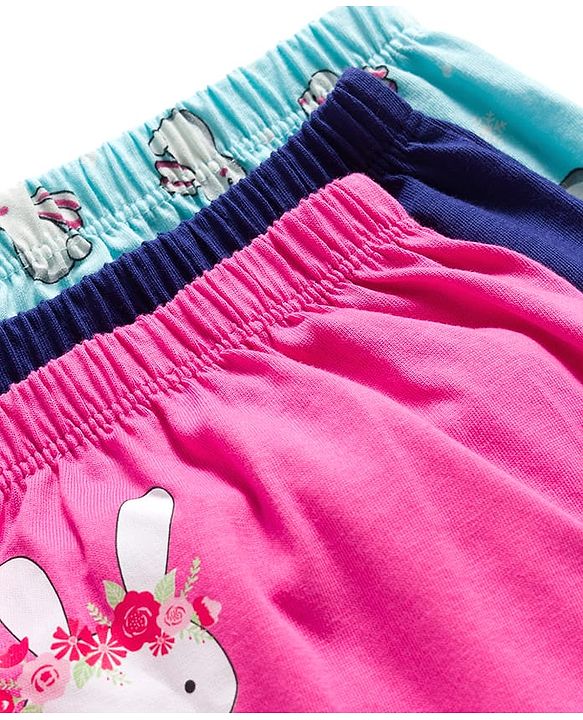 Babyhug 100% Cotton Knit Bloomers With Bunny & Deer Print Pack of 3 - Multicolor
