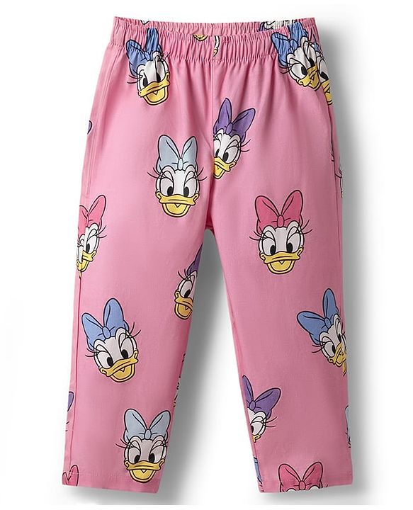 Babyhug Disney Cotton Woven Full Sleeves Shirt & Pyjama Co-ord Night Suit with Minnie Mouse Print - Pink