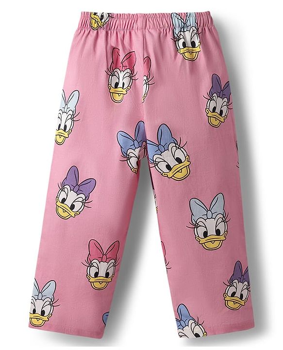 Babyhug Disney Cotton Woven Full Sleeves Shirt & Pyjama Co-ord Night Suit with Minnie Mouse Print - Pink