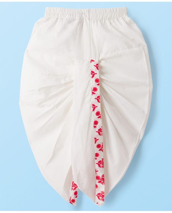 Babyhug Cotton Woven Full Sleeves Floral Printed Kurta Dhoti Set - White