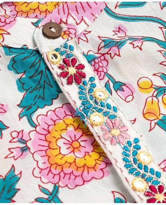 Babyhug Cotton Woven Full Sleeves Floral Printed Kurta Dhoti Set - Pink