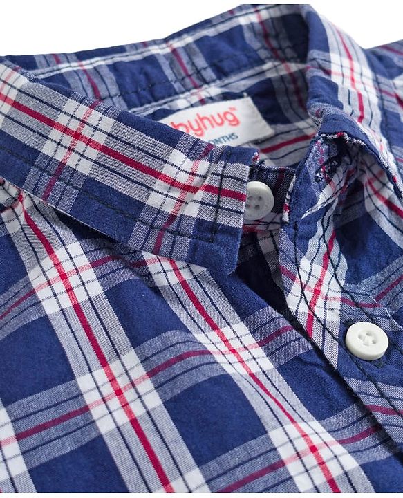 Babyhug Cotton Woven Half Sleeves Checks Shirt - Blue