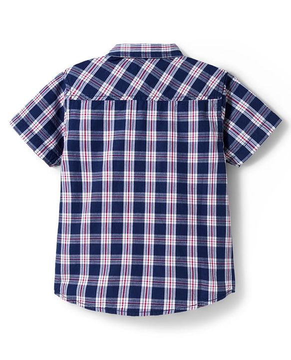 Babyhug Cotton Woven Half Sleeves Checks Shirt - Blue
