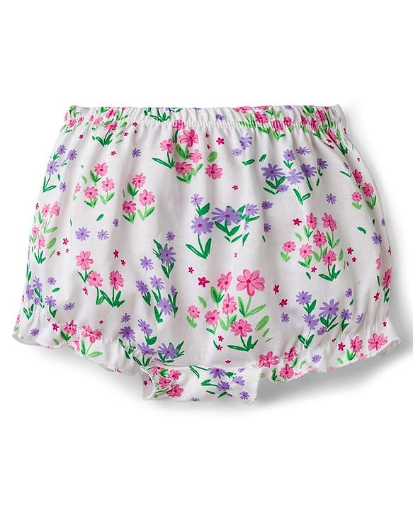 Babyhug 100% Cotton Single Jersey Knit Bloomers With Floral Print Pack Of 3 - Yellow White & Pink