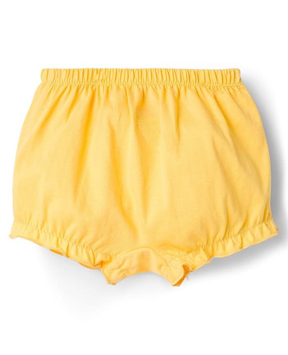 Babyhug 100% Cotton Single Jersey Knit Bloomers With Floral Print Pack Of 3 - Yellow White & Pink