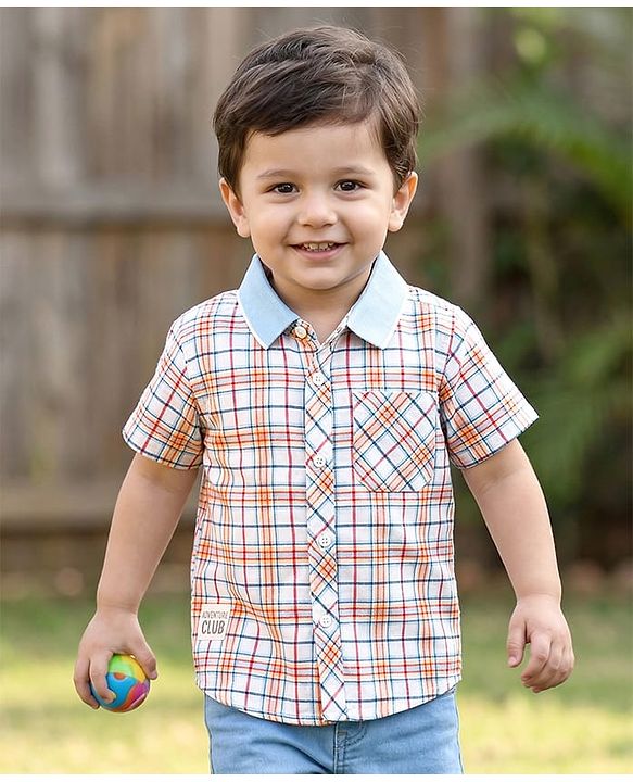 Babyhug Cotton Woven Half Sleeves Checked Shirt - Multicolor