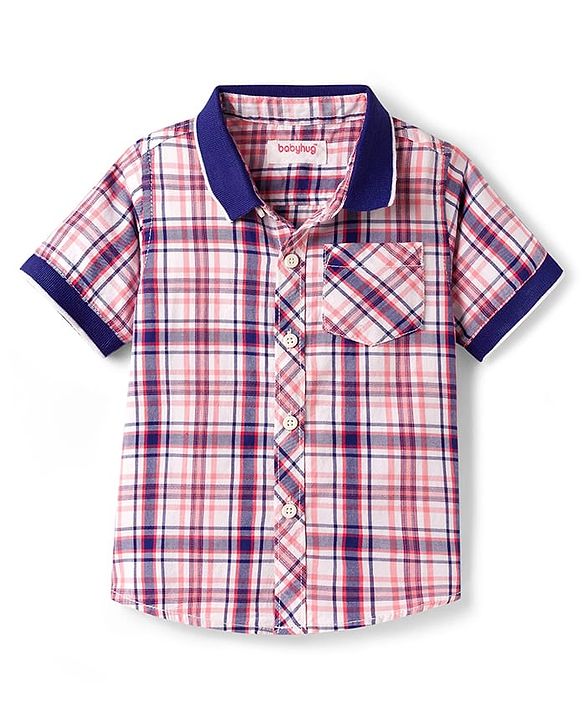 Babyhug 100% Cotton Woven Half Sleeves Checks Shirt - Multicolour