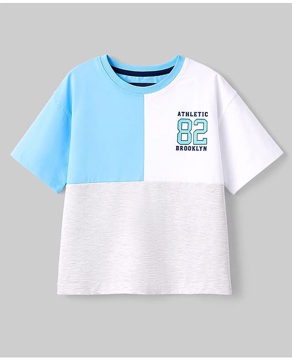 Pine Kids Single Jersey Knit Drop Shoulder Sleeves T-Shirt & Shorts Set - Blue